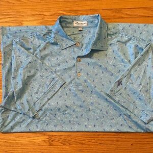 Peter Millar Light Blue Patterned Polo Shirt